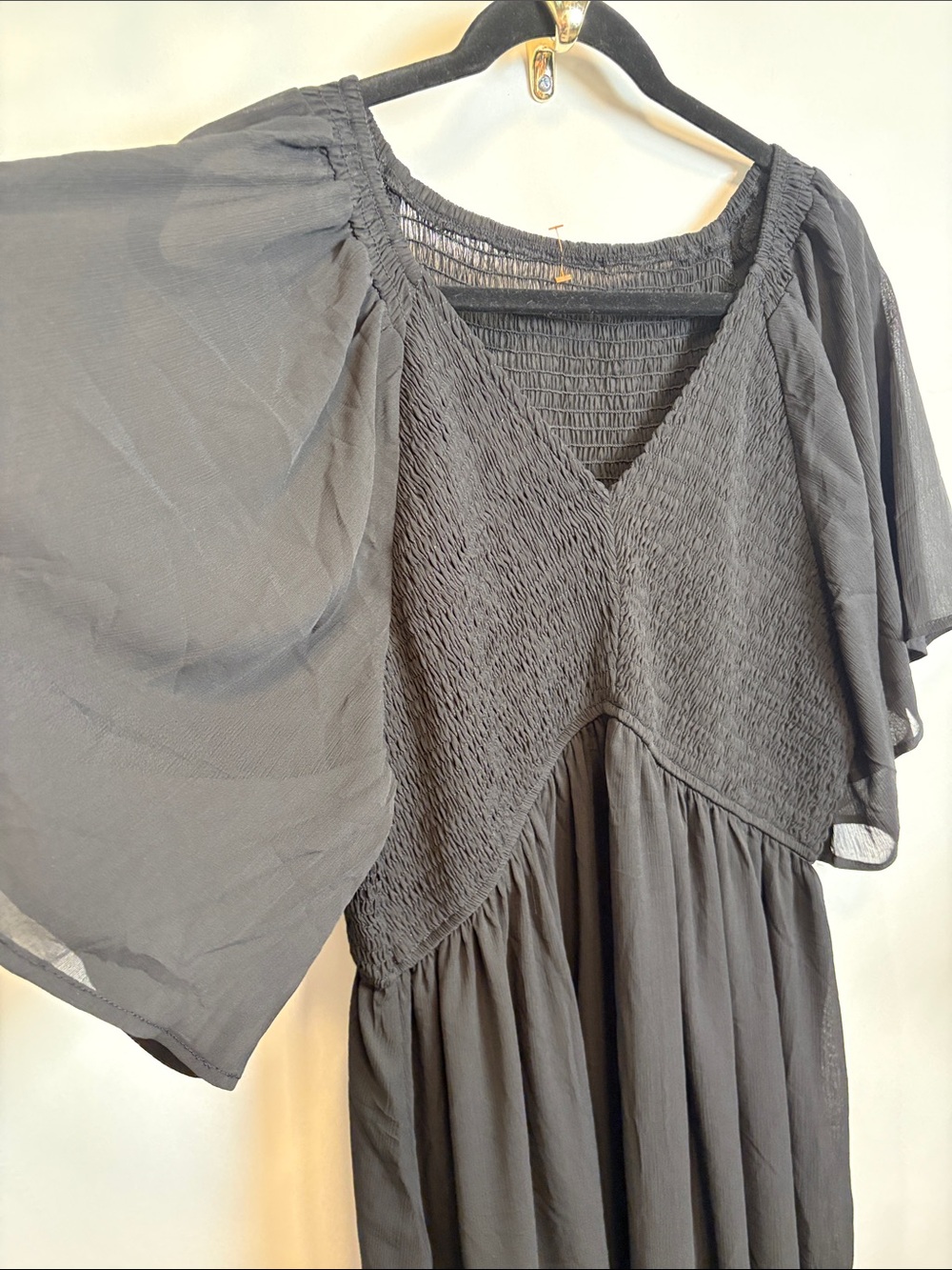Source Unknown Black Maxi Dress with Flutter Sleeves - Picture 6 of 12